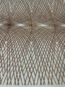 Diamond Geometric Sequins - Rose Gold on Blush - 2 Way Stretch Lace Geometric Fabric Sold By Yard