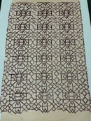 Geometric Sequins Design - Embroidered Square Geometric Design on a  4 Way Stretch Mesh (Pick A Color)