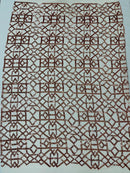 Geometric Sequins Design - Embroidered Square Geometric Design on a  4 Way Stretch Mesh (Pick A Color)