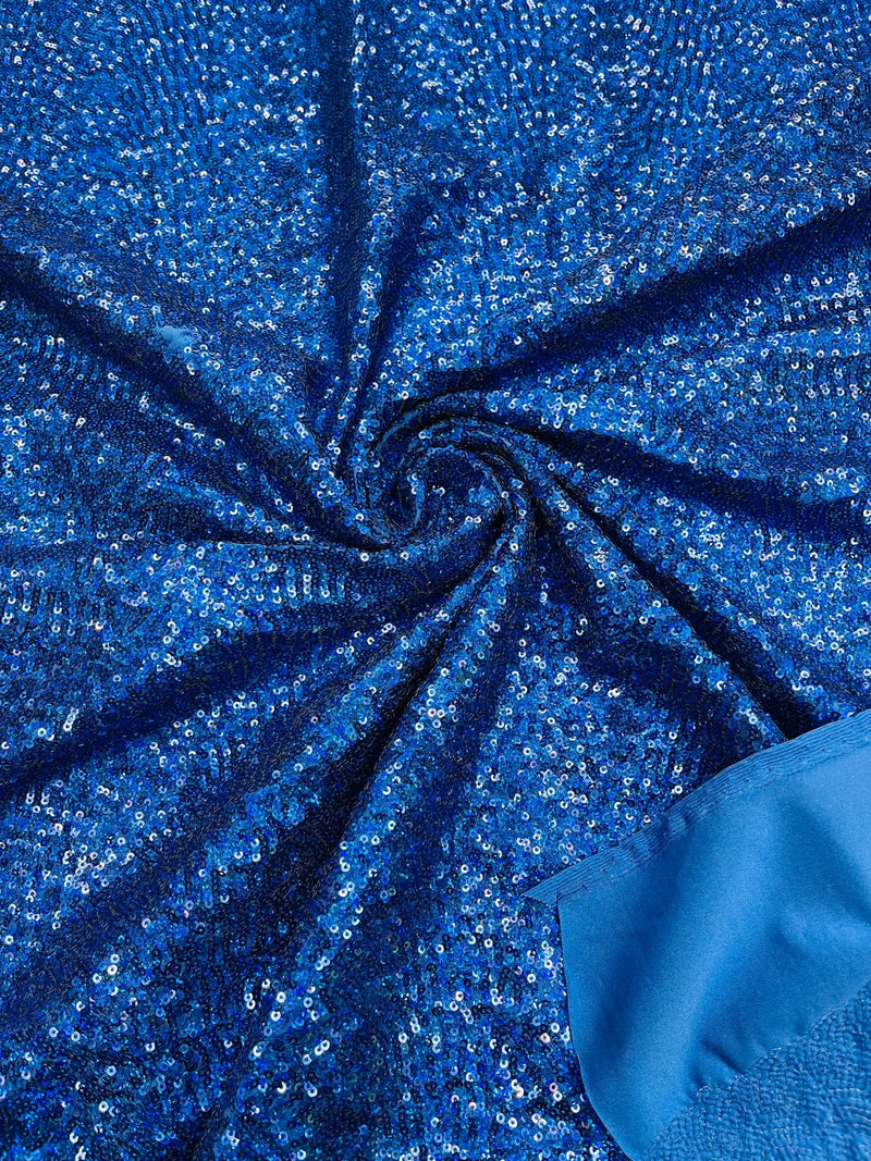 Milliskin Mini Glitz Sequins - Royal Blue - 4 Way Stretch Milliskin Stretch Spandex Fabric Sold By Yard