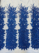 Vegas Peacock Feathers  3D Beaded Embroidery On a Mesh Lace Fabric Sequins Prom Dress (Choose The Panels)