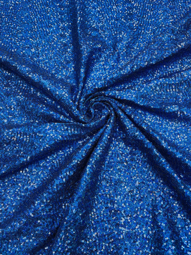 Milliskin Mini Glitz Sequins - Royal Blue - 4 Way Stretch Milliskin Stretch Spandex Fabric Sold By Yard
