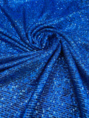 Mille Stripe Spandex Sequins - Royal Blue - 4 Way Stretch Lace Spandex Mesh Sold By Yard