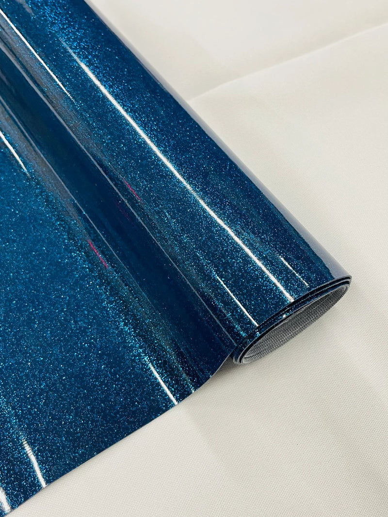 Metallic Glitter Vinyl Fabric - Royal Blue - Faux Leather Sparkle Glitter Fabric - 54" Sold By The Yard