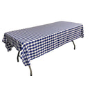 60" Checkered Tablecloth - Royal Blue / White - Linen Checkered Rectangular Tablecloth (Pick Size)