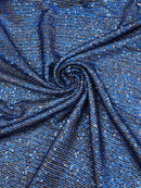 Mille Stripe Spandex Sequins - Royal Blue on Navy - 4 Way Stretch Lace Spandex Mesh Sold By Yard