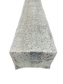 Taffeta Sequins Table Runner - Silver - 12" x 90" Sequins on Taffeta Event Decor Table Runner