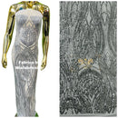 Long Wavy Line Design Sequins - Silver - 4 Way Stretch Sequin Design on Mesh Fabric By Yard