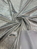 60'' Stretch Foil Velvet - Silver - 4 Way Stretch Shiny Velvet Foil Fabric Sold By The Yard
