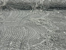 Fringe Sequins Design - Silver - Fringe Design Embroidered on a  4 Way Stretch Lace Mesh (Pick A Size)