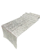 Taffeta Sequins Table Runner - Silver - 12" x 90" Sequins on Taffeta Event Decor Table Runner