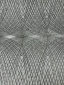 Diamond Geometric Sequins - Silver - 2 Way Stretch Lace Geometric Fabric Sold By Yard
