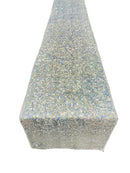 Taffeta Sequins Table Runner - Silver Holographic - 12" x 90" Sequins on Taffeta Event Decor Table Runner