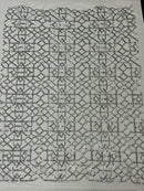 Geometric Sequins Design - Embroidered Square Geometric Design on a  4 Way Stretch Mesh (Pick A Color)