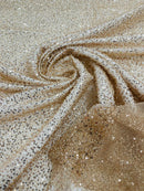 Beaded Lace 3D Fabric - Skin / Gold - Handmade Heavy Embroidery Beaded Lace Fabric By Yard