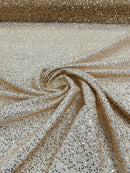 Beaded Lace 3D Fabric - Skin / Gold - Handmade Heavy Embroidery Beaded Lace Fabric By Yard