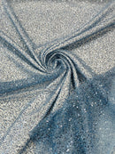 Beaded Lace 3D Fabric - Sky Blue - Handmade Heavy Embroidery Beaded Lace Fabric By Yard