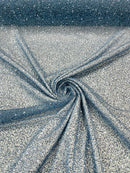 Beaded Lace 3D Fabric - Sky Blue - Handmade Heavy Embroidery Beaded Lace Fabric By Yard