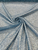 Beaded Lace 3D Fabric - Sky Blue - Handmade Heavy Embroidery Beaded Lace Fabric By Yard