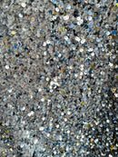 Silver Sequins on Gray Stretch Velvet 2-way Stretch 58/60”By The Yard