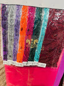 Vegas Peacock Feathers  3D Beaded Embroidery On a Mesh Lace Fabric Sequins Prom Dress (Choose The Panels)