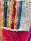 Vegas Peacock Feathers  3D Beaded Embroidery On a Mesh Lace Fabric Sequins Prom Dress (Choose The Panels)