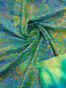 Dragon Scales Foil Fabric - Tie Dye Green - Foiled Dragon Design on Tie Dye Spandex Fabric