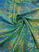 Dragon Scales Foil Fabric - Tie Dye Green - Foiled Dragon Design on Tie Dye Spandex Fabric