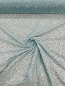 Beaded Lace 3D Fabric - Tif-any Blue - Handmade Heavy Embroidery Beaded Lace Fabric By Yard