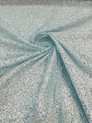 Beaded Lace 3D Fabric - Tif-any Blue - Handmade Heavy Embroidery Beaded Lace Fabric By Yard