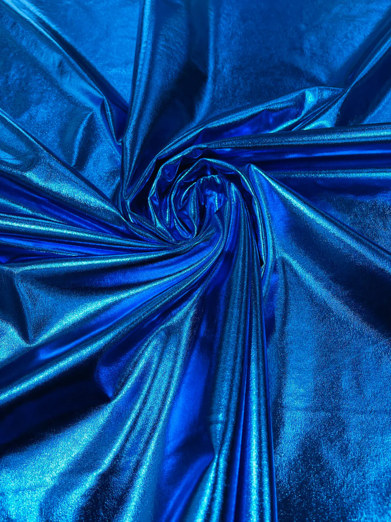 Spandex Metallic Foil Fabric - Turquoise - Lame Metallic Shiny Fabric 2 Way Stretch Sold By Yard