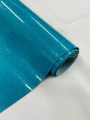 Metallic Glitter Vinyl Fabric - Turquoise - Faux Leather Sparkle Glitter Fabric - 54" Sold By The Yard