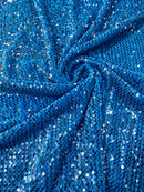 58/60" Velvet Sequins Stretch Fabric - Turquoise - Velvet Sequins 2 Way Stretch Sold By Yard