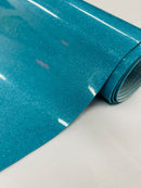 Metallic Glitter Vinyl Fabric - Turquoise - Faux Leather Sparkle Glitter Fabric - 54" Sold By The Yard