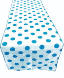14" Polka Dot Table Runner - Turquoise on White - Polka Dots Polyester Poplin Table Runners (Pick Size)