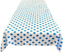 58" Polka Dot Tablecloth - Turquoise on White - Linen Polka Dot Rectangular Tablecloth (Pick Size)