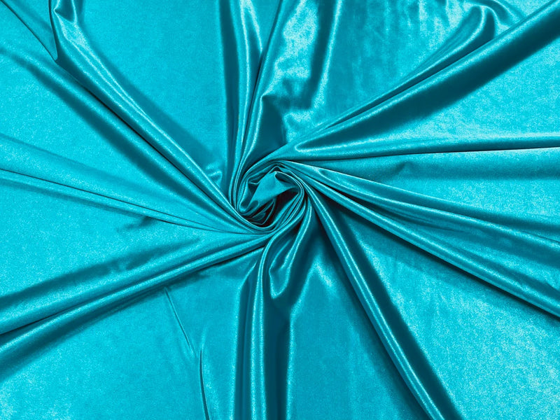 Lycra Spandex Shiny Fabric - Turquoise - 80% Polyester 20% Spandex Sold By The Yard (Pick a Size)