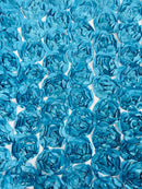 Rosette Fabric with 3D Roses on High Quality Mesh Fabric ( Choose The Color )