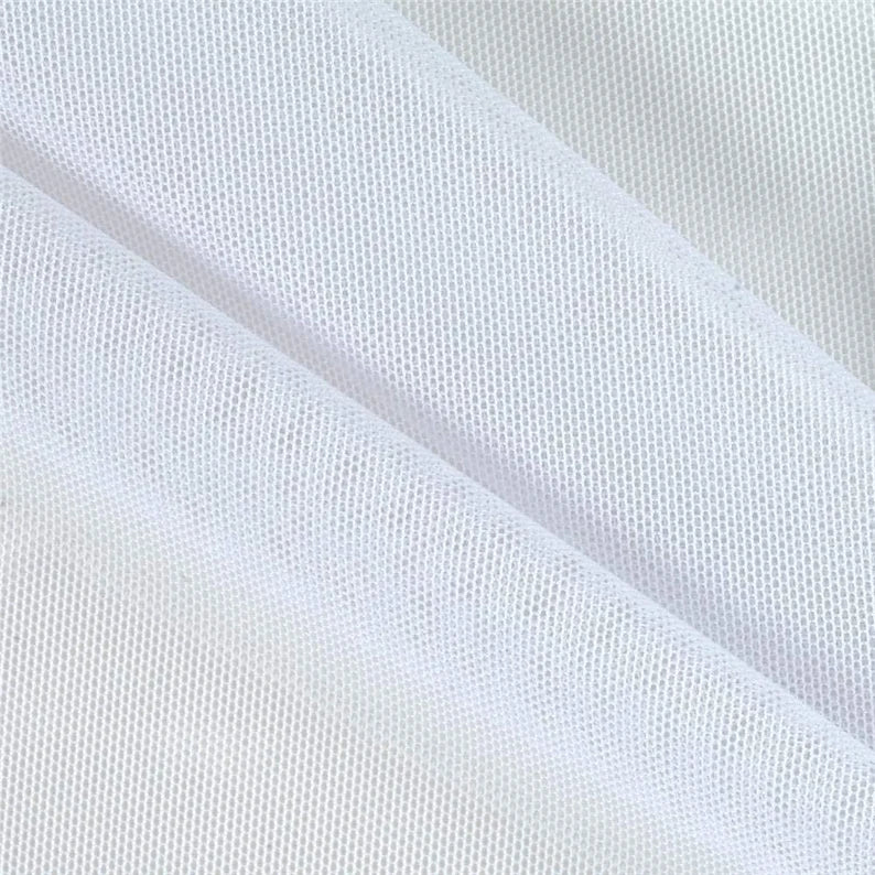 Power Mesh Fabric - White - Nylon Lycra Spandex 4 Way Stretch Fabric 58"/60" By Yard