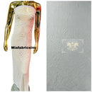 Floral Star Leaf Design - White - 4 Way Stretch Sequin Floral Design on Mesh By Yard