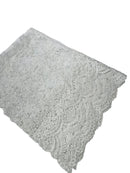 Flower Cluster Beaded Fabric - White - Embroidered Beaded Layered Border Fabric Sold By Yard