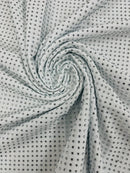 Rhinestones Solid Color Fabric - White - 4 Way Stretch Soft Solid Fabric with Crystal RhineStones Sold by Yard
