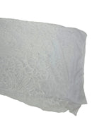 Floral Star Leaf Design - White - 4 Way Stretch Sequin Floral Design on Mesh By Yard