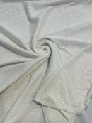 Mille Stripe Spandex Sequins - White - 4 Way Stretch Lace Spandex Mesh Sold By Yard