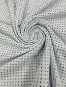 Rhinestones Solid Color Fabric - White - 4 Way Stretch Soft Solid Fabric with Crystal RhineStones Sold by Yard
