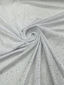 Power Mesh Polyester Rhinestones Fabric - White - 4 Way Stretch Mesh Fabric Sold by Yard