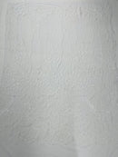 Floral Star Leaf Design - White - 4 Way Stretch Sequin Floral Design on Mesh By Yard