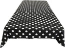 58" Polka Dot Tablecloth - White on Black - Linen Polka Dot Rectangular Tablecloth (Pick Size)