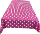 58" Polka Dot Tablecloth - White on Fuchsia - Linen Polka Dot Rectangular Tablecloth (Pick Size)