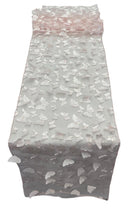3D Butterfly Table Runner - White on Light Pink - 12" x 90" 3D Butterfly Mesh Runner